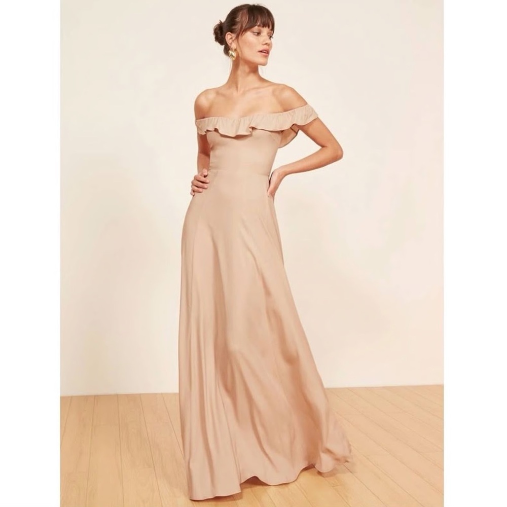 NEW NWT Reformation Verbena Dress Blush Pink Ruffle Maxi Size 2